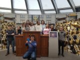 Коллективная фотография  учащиеся МОУ "Лебяженский центр общего образования" на память о посещении музея.